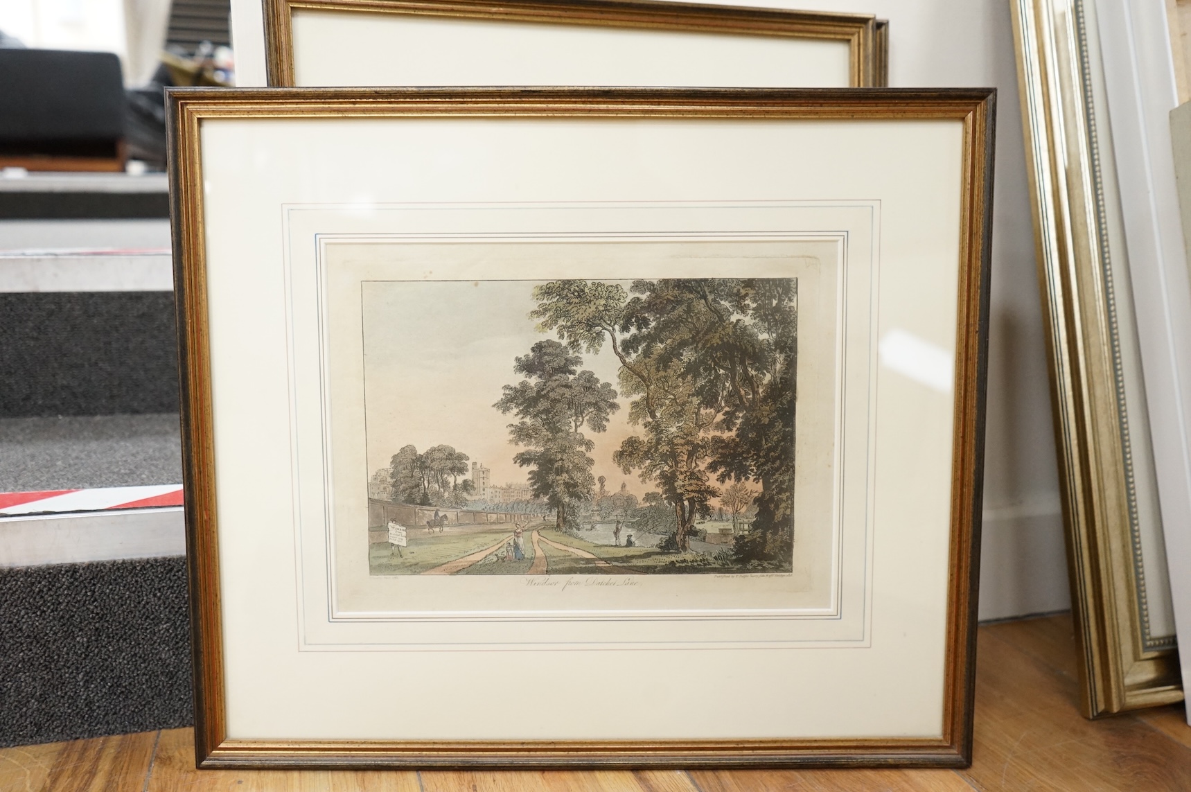 After Paul Sandby RA (1731-1809), Views of Windsor Castle and Windsor to include ‘Gate Under Queen Elizabeth’s Picture Gallery’, publ. T. Palfer, 1812, set of six colour engravings, 22 x 30cm